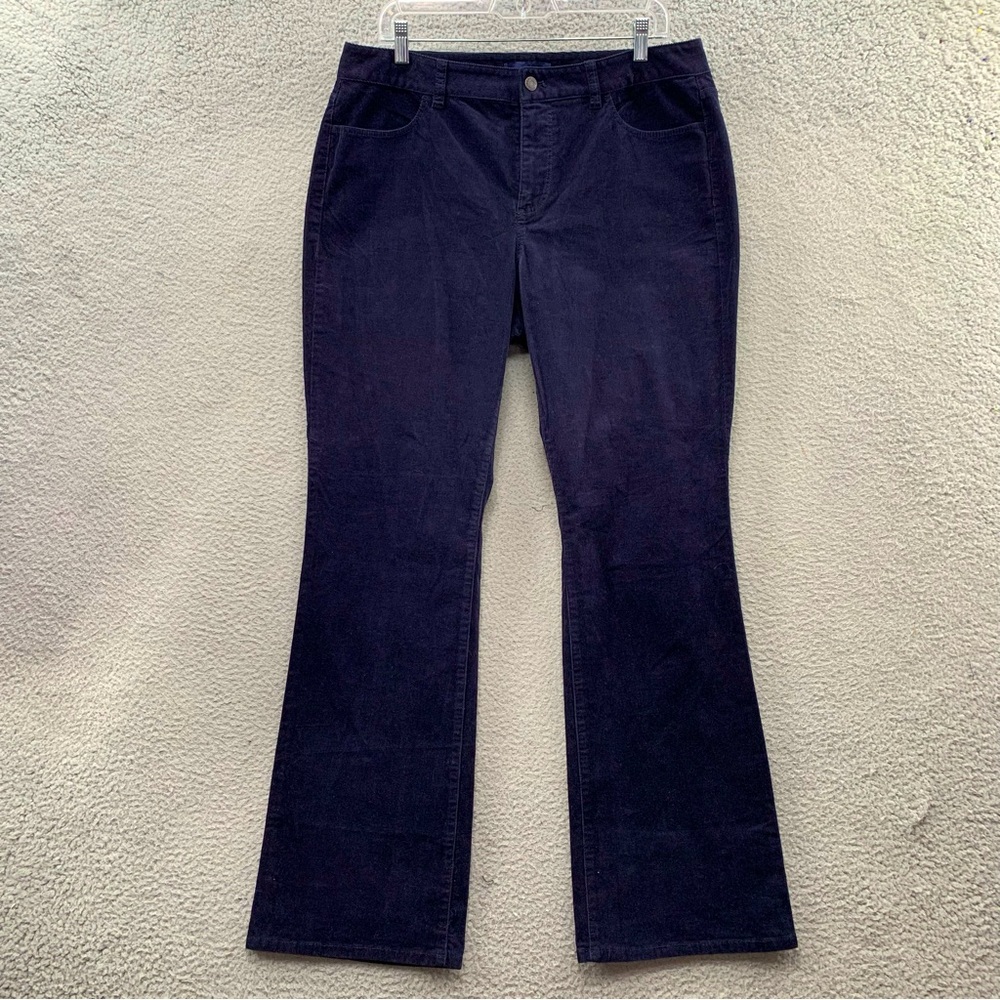 Talbots Curvy Chino Pants Women’s Size 14 Corduroy Flared Stretch Navy Blue